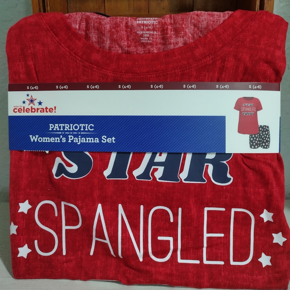Patriotic Women's Pajama Short Set 4th July SMALL 4-6